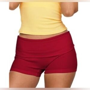 Women's Fold Over Red Shorts